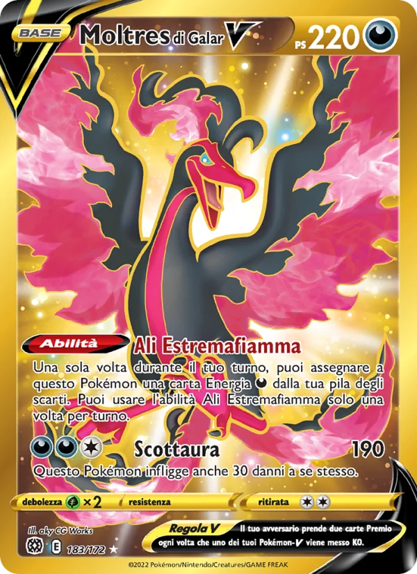 Moltres di Galar V Astri Lucenti carta Pokémon italiana HR