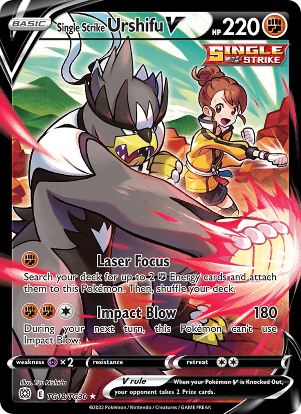 Urshifu Singolcolpo V Astri Lucenti carta Pokémon italiana TG