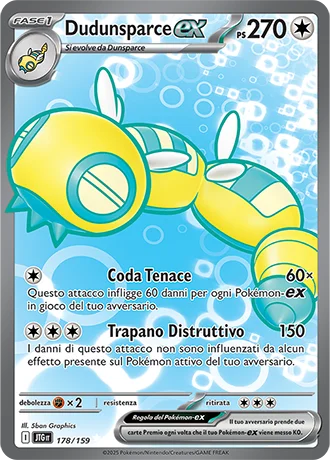 Dudunsparce ex Avventure Insieme carta Pokémon italiana UR