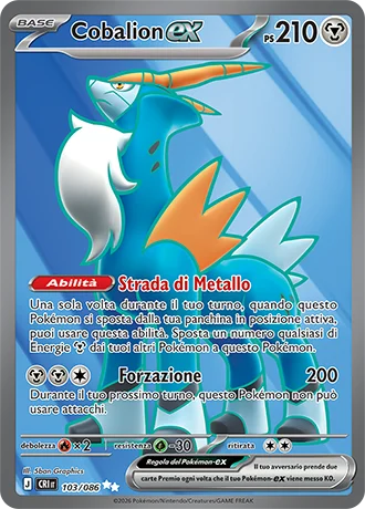Cobalion ex Caos Nascente carta Pokémon italiana UR