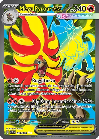 Mega Pyroar ex Caos Nascente carta Pokémon italiana UR