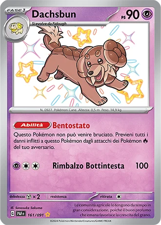 Dachsbun Destino di Paldea carta Pokémon italiana SSB