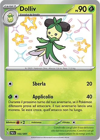 Dolliv Destino di Paldea carta Pokémon italiana SSB