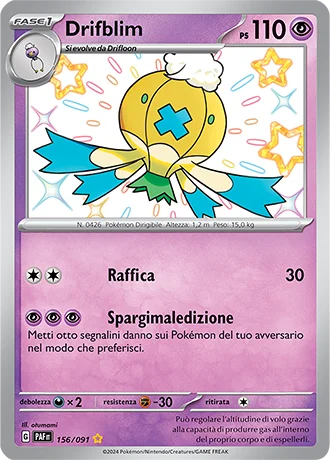 Drifblim Destino di Paldea carta Pokémon italiana SSB