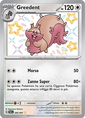 Greedent Destino di Paldea carta Pokémon italiana