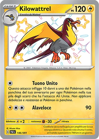 Kilowattrel Destino di Paldea carta Pokémon italiana SSB