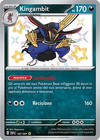 Kingambit Destino di Paldea carta Pokémon italiana SSB