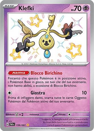 Klefki Destino di Paldea carta Pokémon italiana SSB