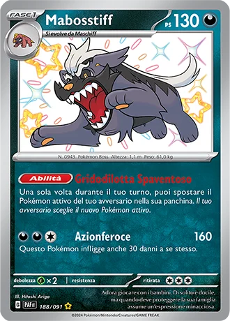 Mabosstiff Destino di Paldea carta Pokémon italiana SSB