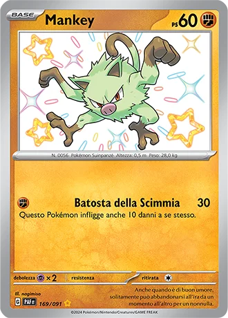 Mankey Destino di Paldea carta Pokémon italiana SSB