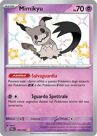 Mimikyu Destino di Paldea carta Pokémon italiana SSB