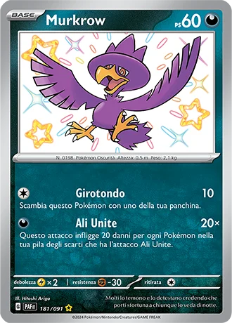 Murkrow Destino di Paldea carta Pokémon italiana SSB