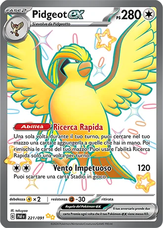Pidgeot ex Destino di Paldea carta Pokémon italiana SSR