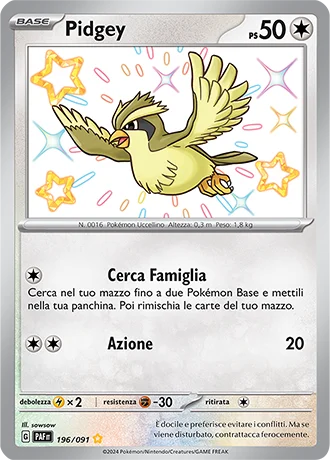 Pidgey Destino di Paldea carta Pokémon italiana SSB