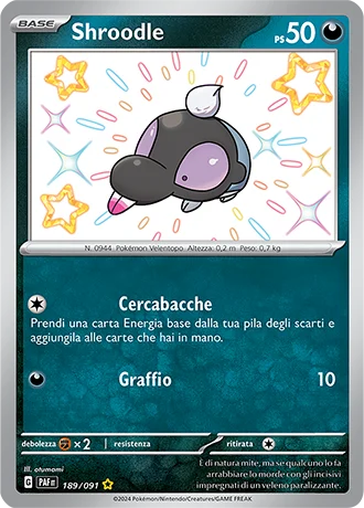 Shroodle Destino di Paldea carta Pokémon italiana SSB