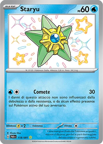 Staryu Destino di Paldea carta Pokémon italiana SSB