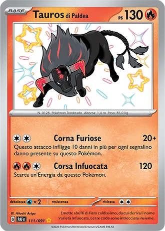 Tauros di Paldea Destino di Paldea carta Pokémon italiana SSB