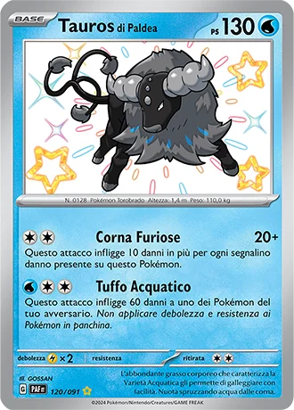 Tauros di Paldea Destino di Paldea carta Pokémon italiana SSB