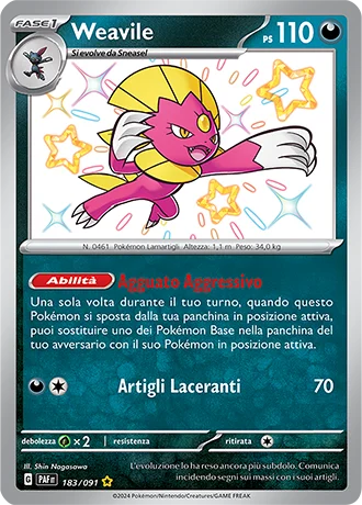 Weavile Destino di Paldea carta Pokémon italiana SSB