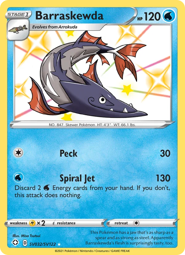 Barraskewda Destino Splendente carta Pokémon italiana Shiny