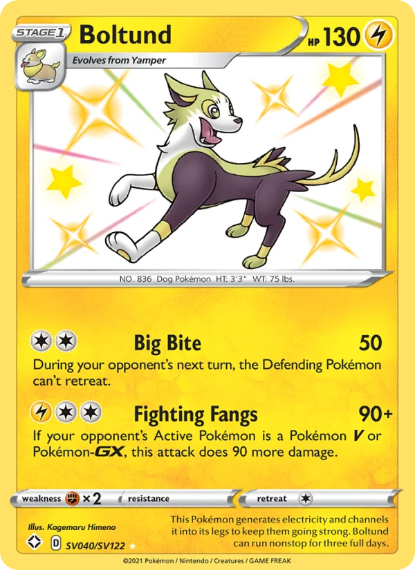 Boltund Destino Splendente carta Pokémon italiana