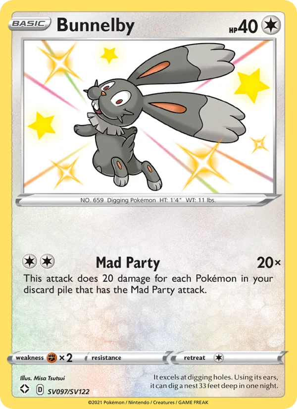 Bunnelby Destino Splendente carta Pokémon italiana Shiny