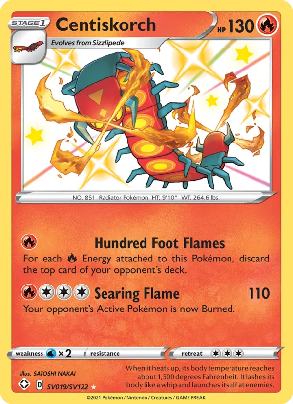 Centiskorch Destino Splendente carta Pokémon italiana