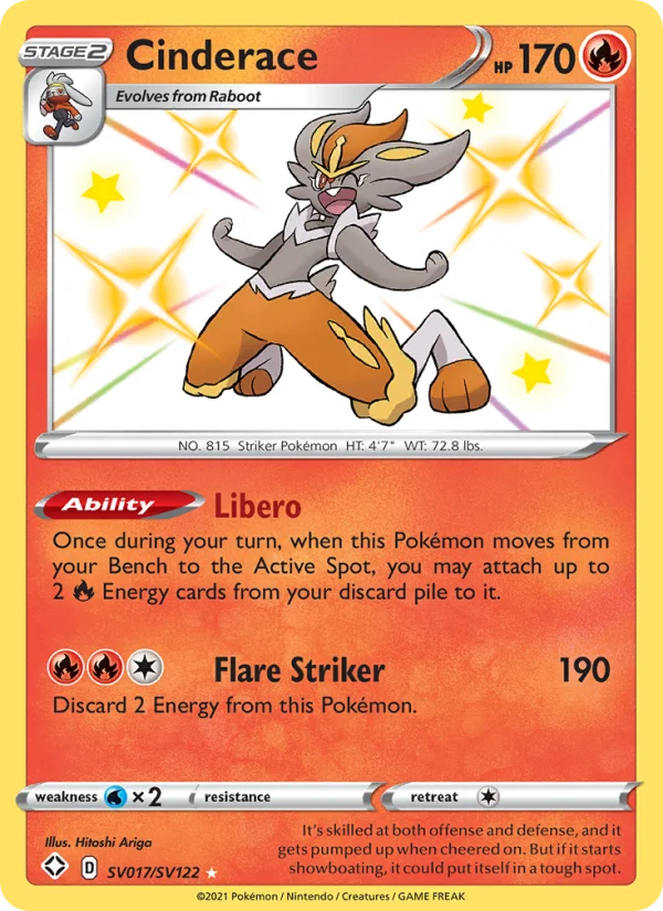 Cinderace Destino Splendente carta Pokémon italiana