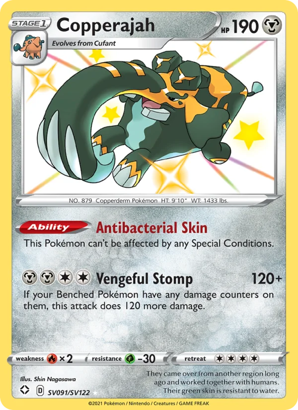 Copperajah Destino Splendente carta Pokémon italiana