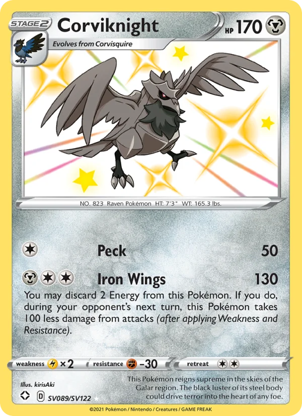 Corviknight Destino Splendente carta Pokémon italiana Shiny