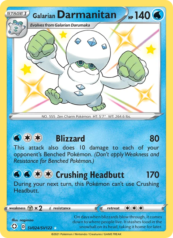 Darmanitan di Galar Destino Splendente carta Pokémon italiana Shiny