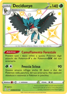 Decidueye Destino Splendente carta Pokémon italiana Shiny