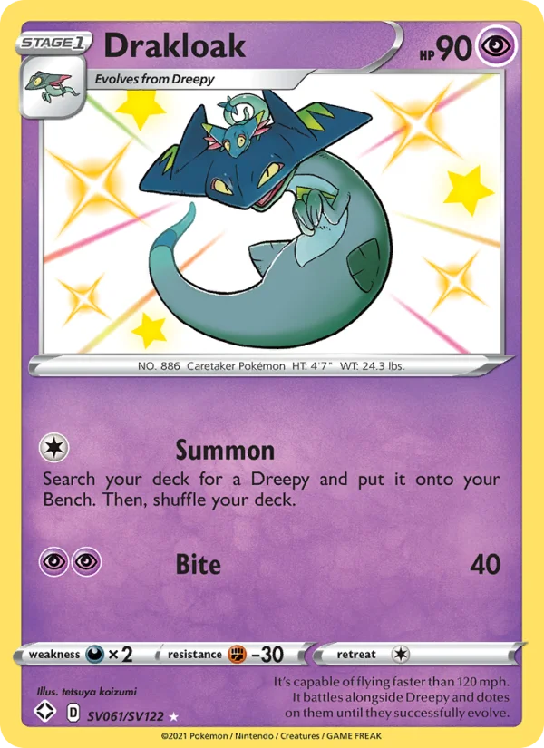 Drakloak Destino Splendente carta Pokémon italiana Shiny