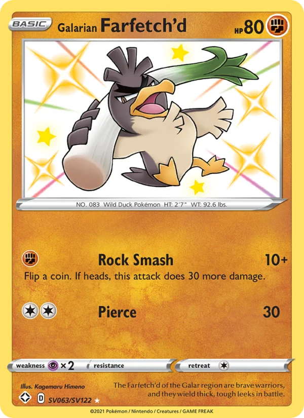 Farfetch'd di Galar Destino Splendente carta Pokémon italiana Shiny