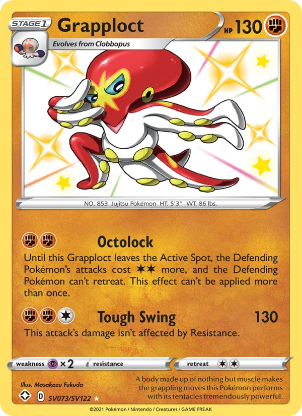 Grapploct Destino Splendente carta Pokémon italiana Shiny