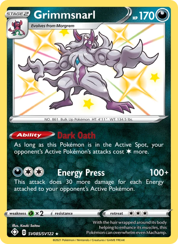 Grimmsnarl Destino Splendente carta Pokémon italiana Shiny