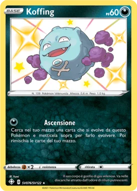 Koffing Destino Splendente carta Pokémon italiana Shiny