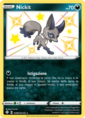 Nickit Destino Splendente carta Pokémon italiana Shiny
