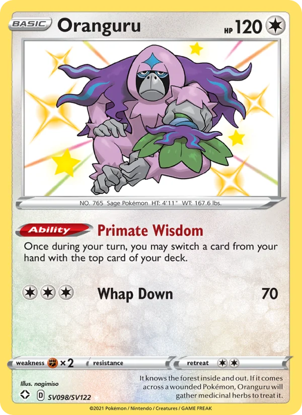 Oranguru Destino Splendente carta Pokémon italiana Shiny