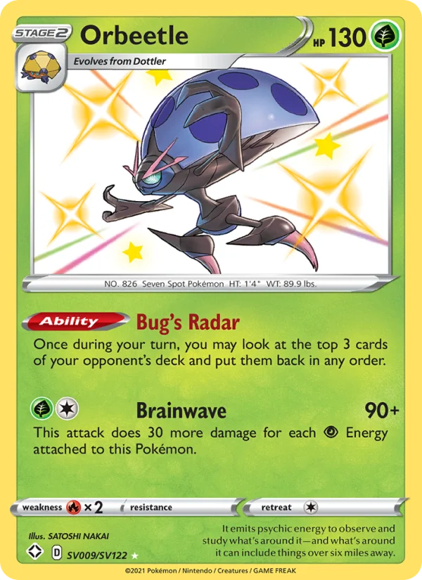 Orbeetle Destino Splendente carta Pokémon italiana Shiny