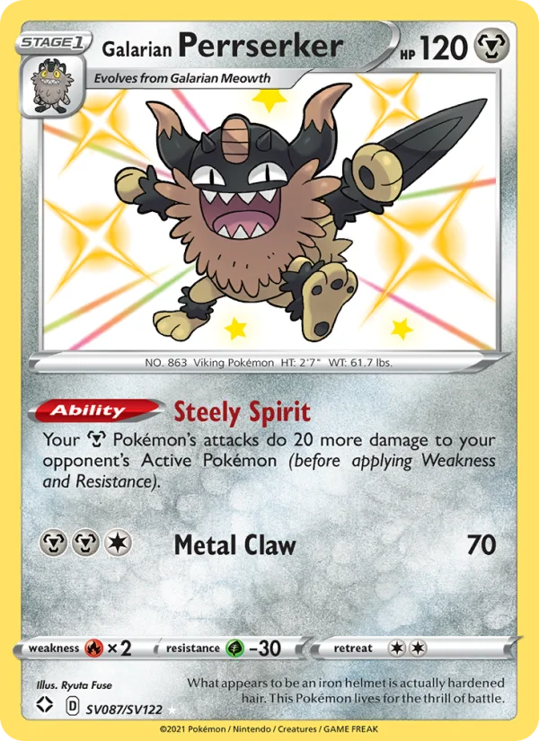 Perrserker di Galar Destino Splendente carta Pokémon italiana
