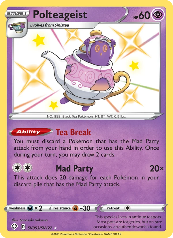 Polteageist Destino Splendente carta Pokémon italiana Shiny