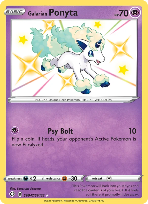 Ponyta di Galar Destino Splendente carta Pokémon italiana Shiny