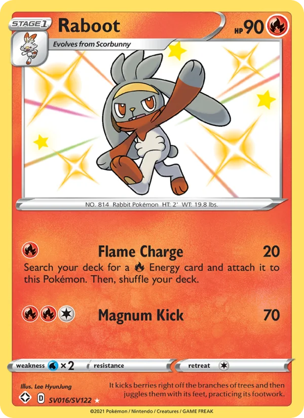 Raboot Destino Splendente carta Pokémon italiana Shiny