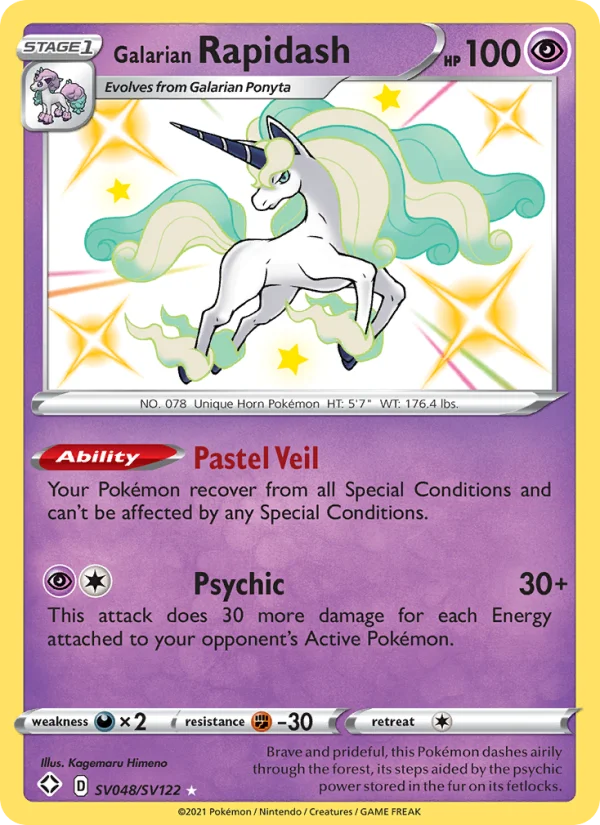 Rapidash di Galar Destino Splendente carta Pokémon italiana Shiny