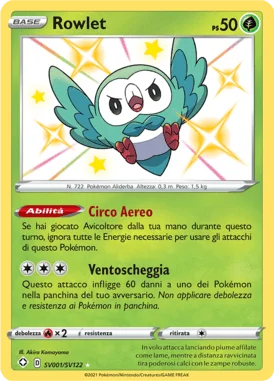 Rowlet Destino Splendente carta Pokémon italiana Shiny