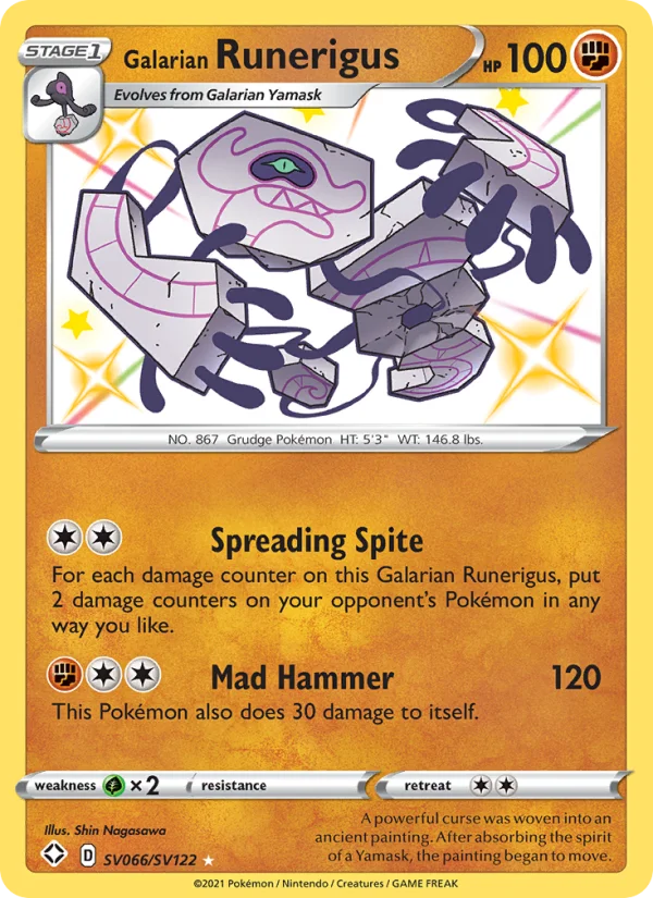 Runerigus di Galar Destino Splendente carta Pokémon italiana Shiny