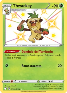 Thwackey Destino Splendente carta Pokémon italiana Shiny