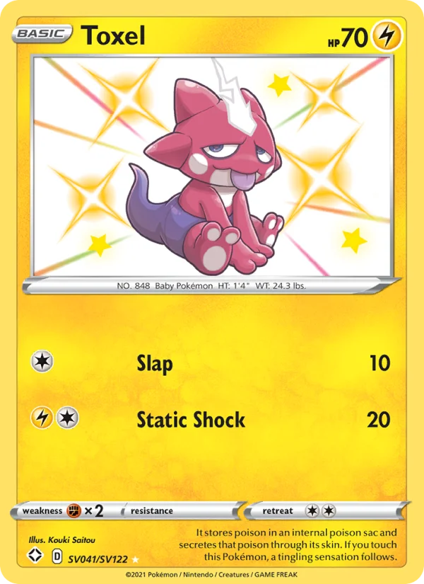Toxel Destino Splendente carta Pokémon italiana Shiny
