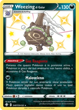 Weezing di Galar Destino Splendente carta Pokémon italiana Shiny